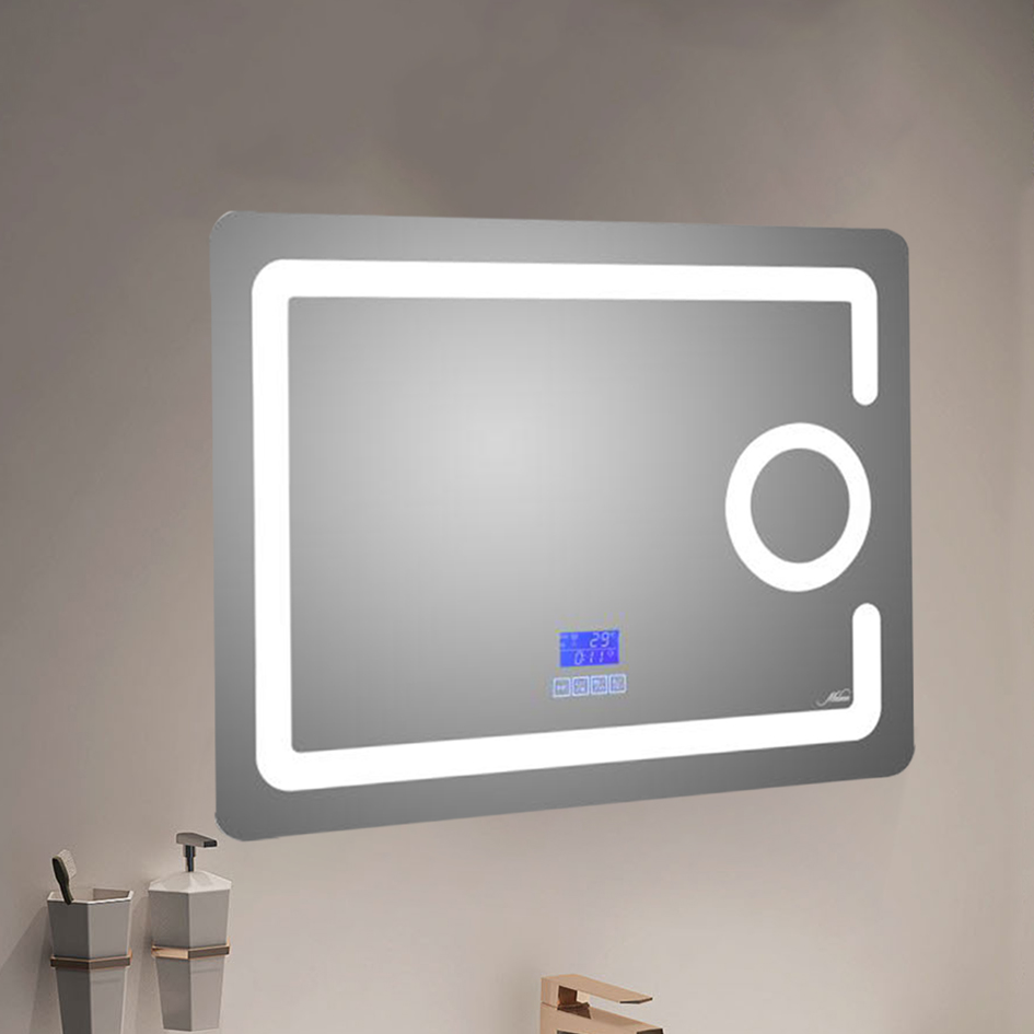Зеркало с LED-подсветкой MELANA-8060 подогрев/часы/космет.зеркало/Bluetooth  (MLN-LED091B)