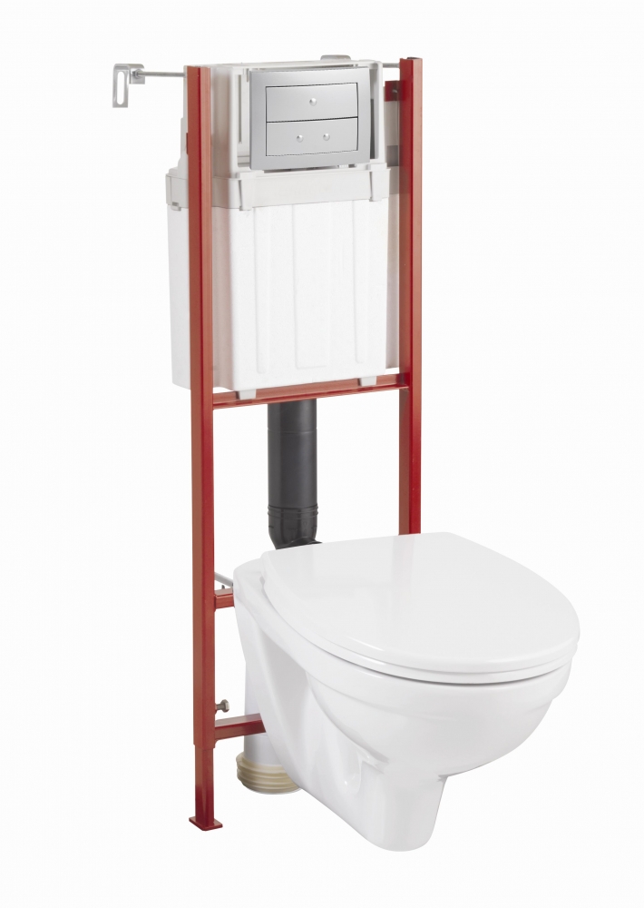 Инсталляция Wirquin Pro Lineo Sunrise H230 55975002 с подвесным унитазом Santek Бореаль, с плоской клавишей серии Design хромированной, с крышкой-сиде