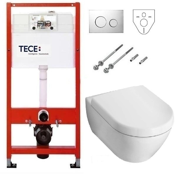 Инсталляция Tece с унитазом Villeroy&Boch Subway 5600 1001, сиденье микролифт, комплект