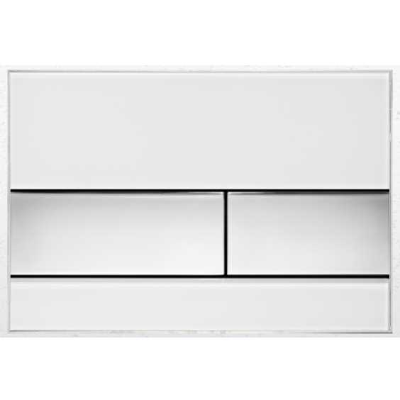 Клавиша смыва TECE Square 9 240 802, стекло белое, клавиши хром глянцевый