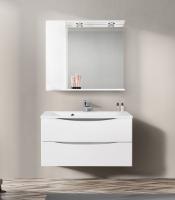 Зеркальный шкаф BELBAGNO MARINO-SPC-900/750-1A-BL-P подвесной с одной распашной дверцей с доводчиками, с подсветкой, правосторонний Bianco Lucido 