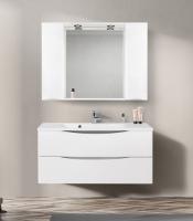 Зеркальный шкаф BELBAGNO MARINO-SPC-1200/750-2A-BL-P подвесной с двумя распашными дверцами с доводчиками, с подсветкой Bianco Lucido 