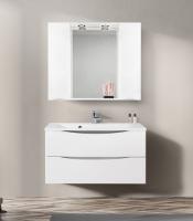 Зеркальный шкаф BELBAGNO MARINO-SPC-1000/750-2A-BL-P подвесной с двумя распашными дверцами с доводчиками, с подсветкой Bianco Lucido 