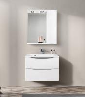 Зеркальный шкаф BELBAGNO MARINO-SPC-700/750-1A-BL-P подвесной с одной распашной дверцей с доводчиками, с подсветкой, левосторонний Bianco Lucido 