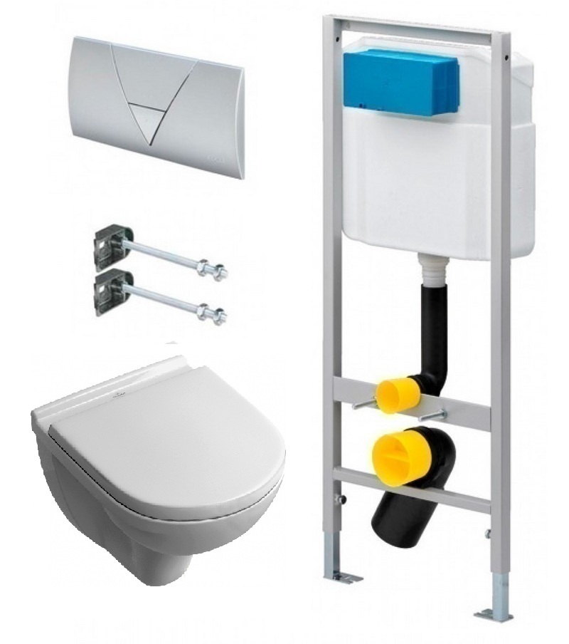 Инсталляция Viega с безободковым унитазом Villeroy&Boch O.novo 5660 HR01, сиденье микролифт, комплект