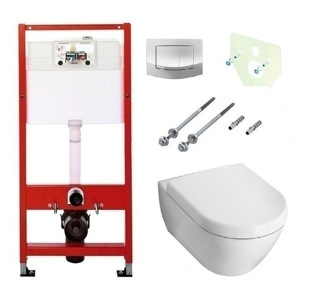 Инсталляция Tece с унитазом Villeroy&Boch Subway 5600 1001, сиденье микролифт, комплект