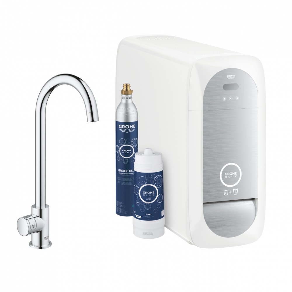 Смеситель для кухни Grohe Blue Home 31498000, с функцией фильтрации и газирования воды только с фильтром Grohe