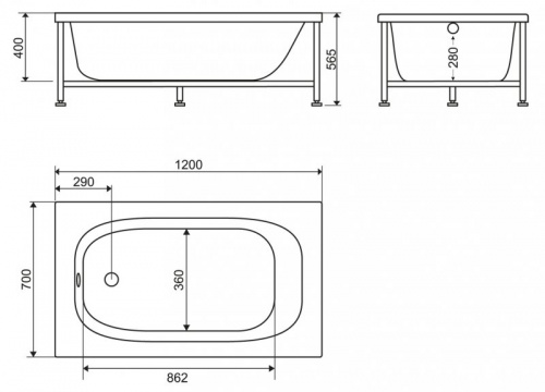 Акриловая ванна BelBagno BB101 130-70-40 см пристенная