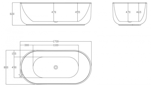 Ванна акриловая BelBagno BB401-1700-800, 170x80 см