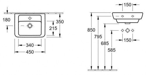 Раковина Villeroy&Boch Verity Design 5303 45 01, 45*35 см