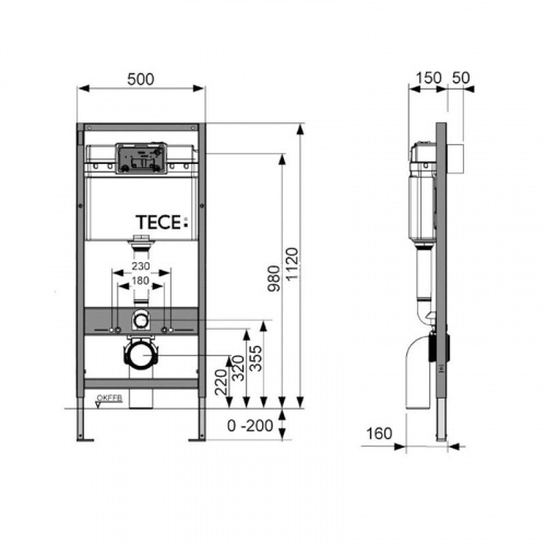 Инсталляция TECEbase 9400006 с клавишей глянцевый хром