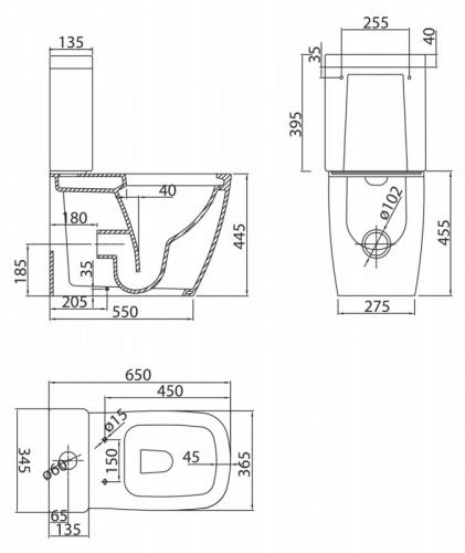 Чаша унитаза безободкового, P-trap BelBagno, серия ALPINA