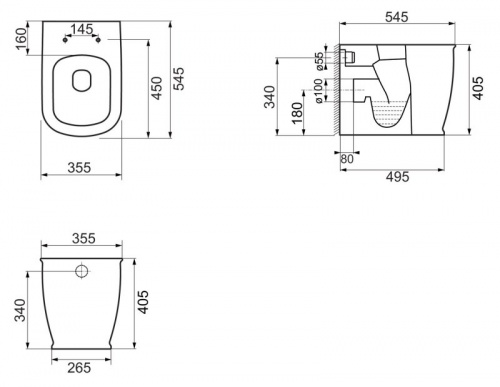 Унитаз приставной BelBagno Prado BB10150CB