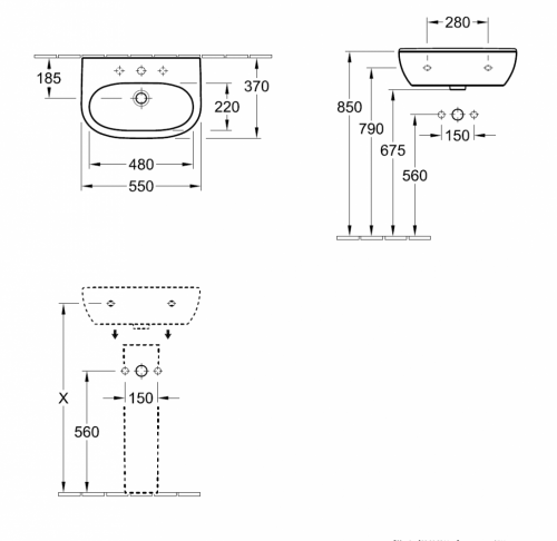 Раковина Villeroy&Boch O.novo 5166 5501 55*37 см