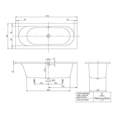 Ванна Villeroy & Boch Loop & Friends 170x70 см акриловая UBA177LFO2V-01