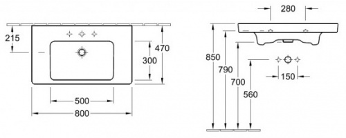 Раковина Villeroy&Boch Subway 2.0 7175 8001, 80*47 см
