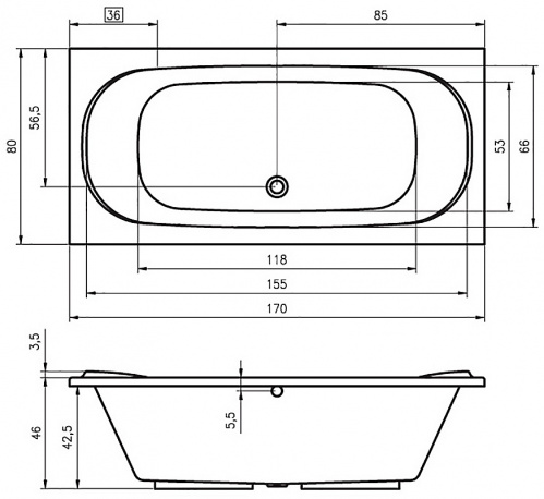 Ванна акриловая Riho Taurus 170 x 80 см