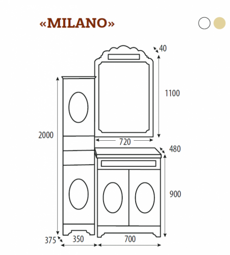 Milano 70 бежевое патина/декор Л-Мил02070-033
