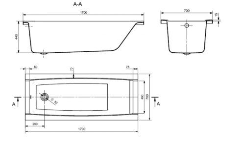 Ванна акриловая Santek Санторини 170х70 WH30.2.487 белая