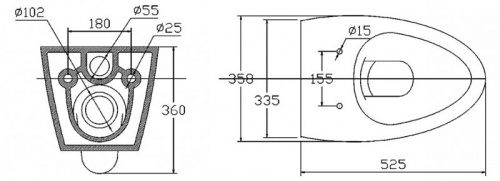 Унитаз подвесной BelBagno Alpha BB300CHR, безободковый