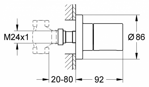 Переключатель потоков Grohe Grohtherm 3000 Cosmopoliten 19470000 (наружняя часть)
