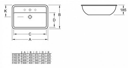 Раковина Villeroy&Boch Loop&Friends 5163 60, 61,5*39 см
