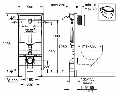 Инсталляция для подвесного унитаза Grohe Rapid SL 38929000 (4 в 1 в сборе)