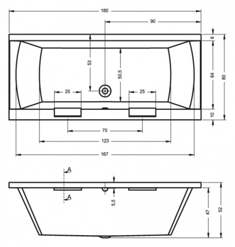 Ванна акриловая Riho Modena 180 x 80 см