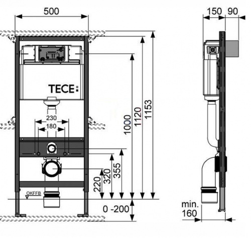 Инсталляция Tece с безободковым унитазом Villeroy&Boch Venticello 4611 R0R1, сиденье микролифт, комплект