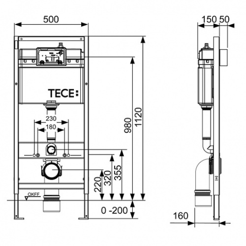 Инсталляция TECEbase с унитазом TECE Opera Laguna 9400000WC.02, сиденье микролифт, комплект