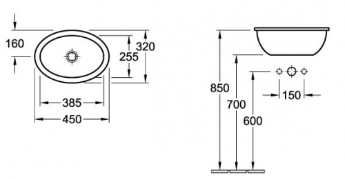 Раковина Villeroy&Boch Loop&Friends 6155 0001, врезная сверху, 45*32 см