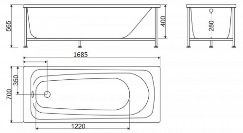 Ванна акриловая BelBagno BB102 160 x 70 x 40 см пристенная