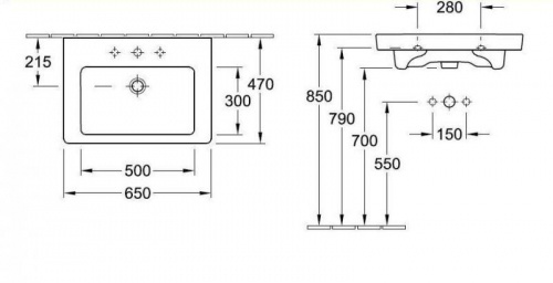 Раковина Villeroy&Boch Subway 2.0 7113 65 x 47 см