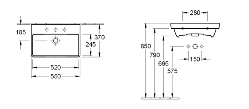 Раковина Villeroy&Boch Avento 4A00 укороченная, 55*37 см