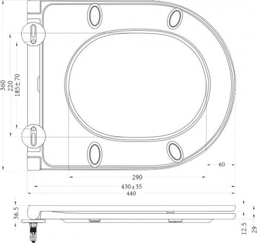 Сиденье быстросъемное, дюропласт, soft close, металлическое крепление, BB870SC