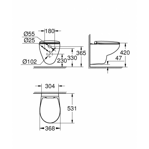 Унитаз подвесной Grohe Bau Ceramic 39351000, безободковый, крышка микролифт