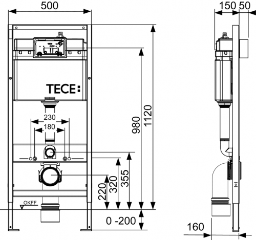 Инсталляции для унитаза TECEbase K4400403 (K400403) 4 в 1 с глянцевой панелью смыва TECEnow