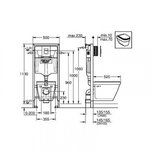 Инсталляция Grohe с унитазом Solido Perfect Serel 39186000, сиденье микролифт, комплект