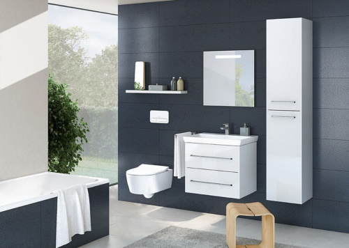 Унитаз безободковый Villeroy&Boch Avento 5656 RSR1 с крышкой-сиденьем Slimseat 9M87 S1, альпийский белый с покрытием CeramicPlus