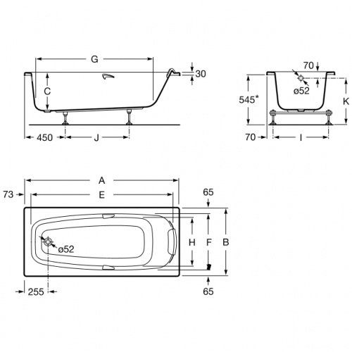 Акриловая ванна Roca Sureste 170x70 ZRU9302769