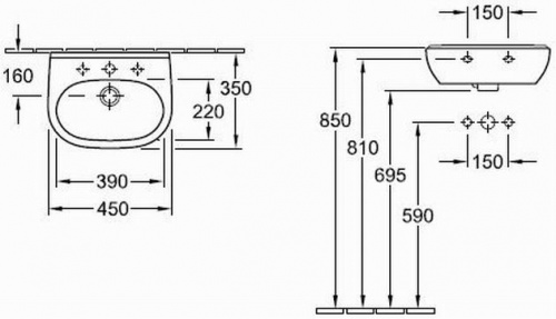 Раковина Villeroy&Boch O.novo 5360 4501 45*35 см