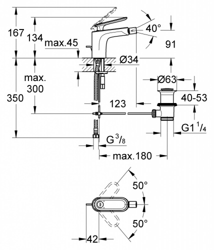 Смеситель Grohe Veris 32193000 для биде DN 15, хром