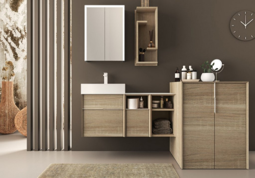 Шкафчик подвесной c двумя открытыми полками,30х45х50, CEZARES SPACE, исполнение: Frassino scuro