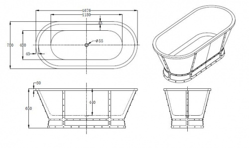 Ванна акриловая BelBagno BB35 168 x 78 x 65 см, цвет белый (bianco)