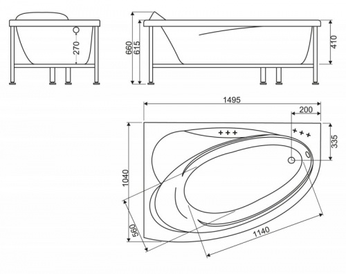 Ванна акриловая BelBagno BB106-150-105 150x105x41 см