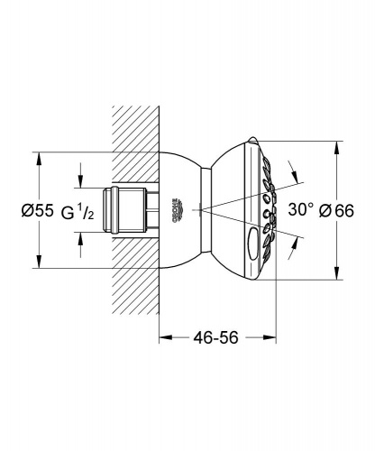 Боковой душ Grohe Relexa Dual 27067000, 2 вида струй Normal / Massage