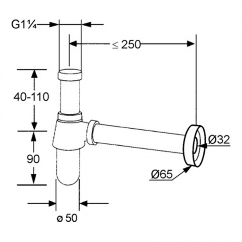 Сифон бутылочный G1 1/4 Kludi 1010505-00 для раковины