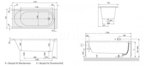 Ванна акриловая Villeroy&Boch Cassandra, BA170CAS2V-01, 170*75 см. СНЯТА С ПРОИЗВОДСТВА