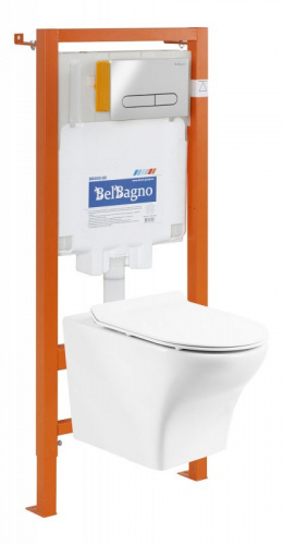 Унитаз подвесной BelBagno Kraft BB064CHR, безободковый