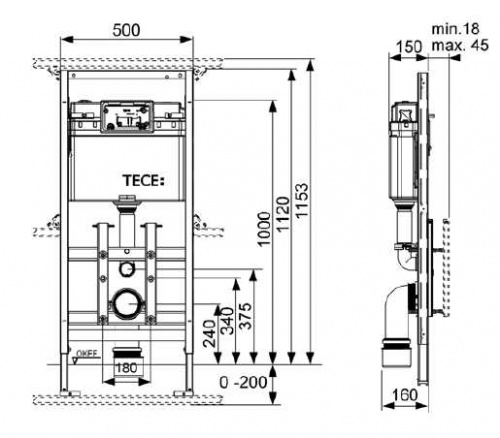 Инсталляция TECE TECElux 100 9600100 для унитаза